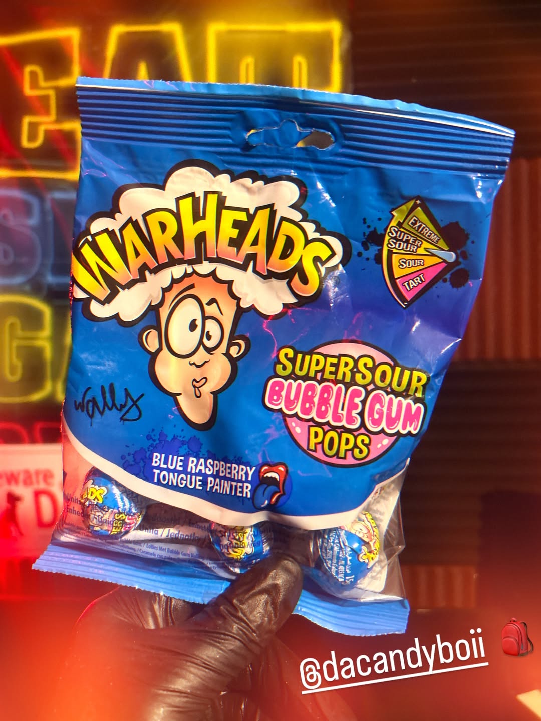 Warheads bubble gum Lollipop