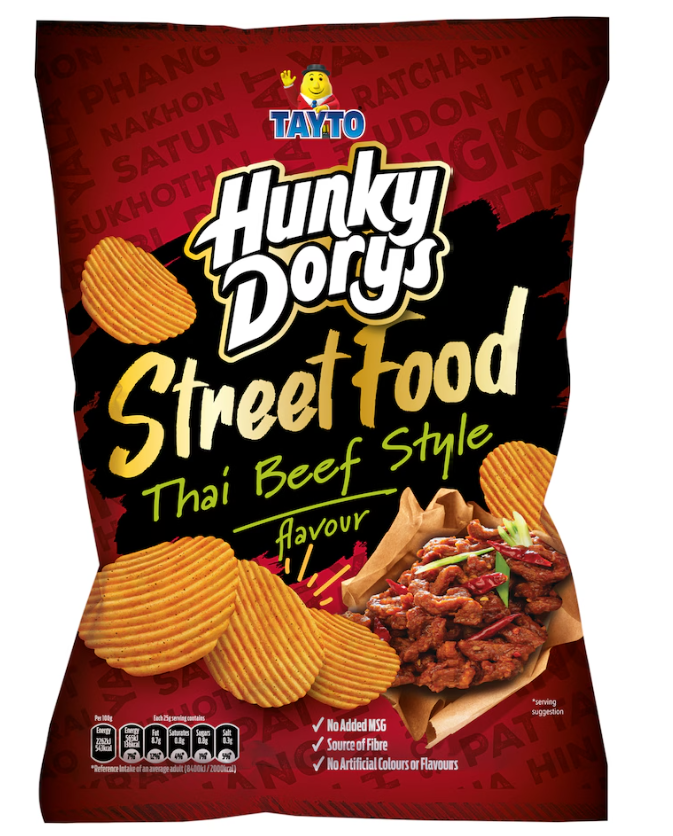 Tayto Hunky Dory Street Food Thai Beef Style - Crinkle Cut Potato Crisps 130g