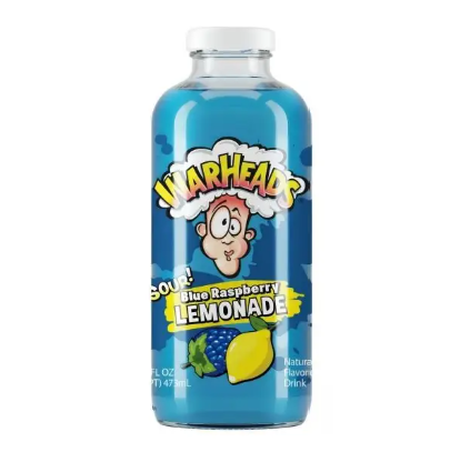 Warheads Sour! Blue Raspberry Lemonade — 16oz Glass Bottle