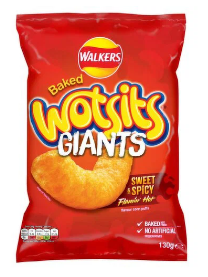 Walkers Wotsits Giants Snacks Sweet & Spicy Sharing Crisps 130g